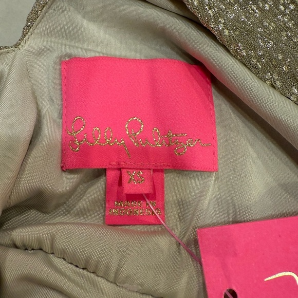 Lilly Pulitzer Faye Dress Size XS Gold Metallic Ruffles NWT - Picture 10 of 15